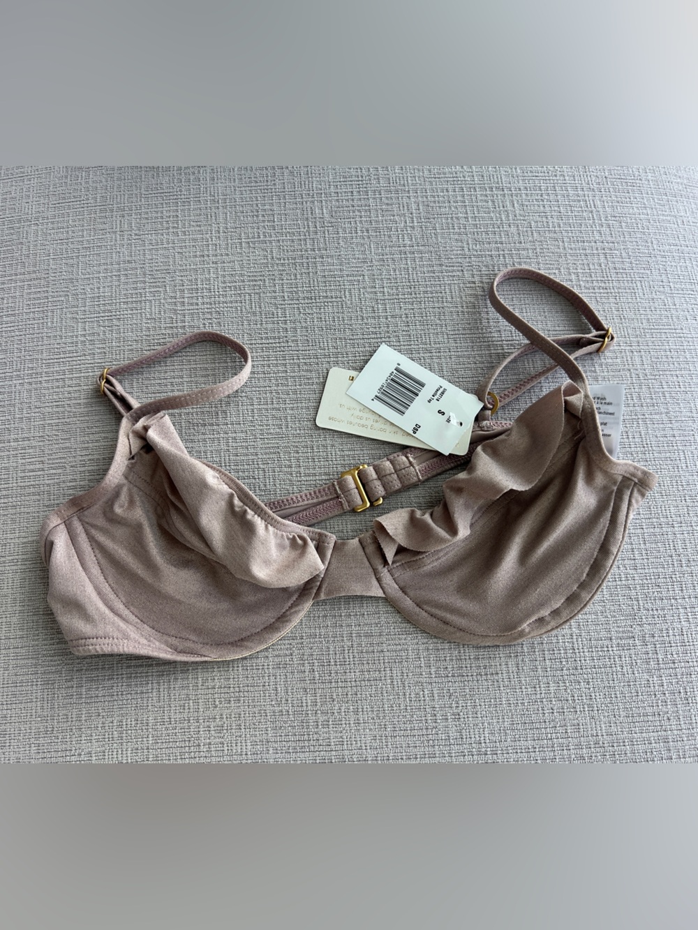 l*space Satin Underwire Bikini Top in Mauve Taupe- sparkly/shimmer